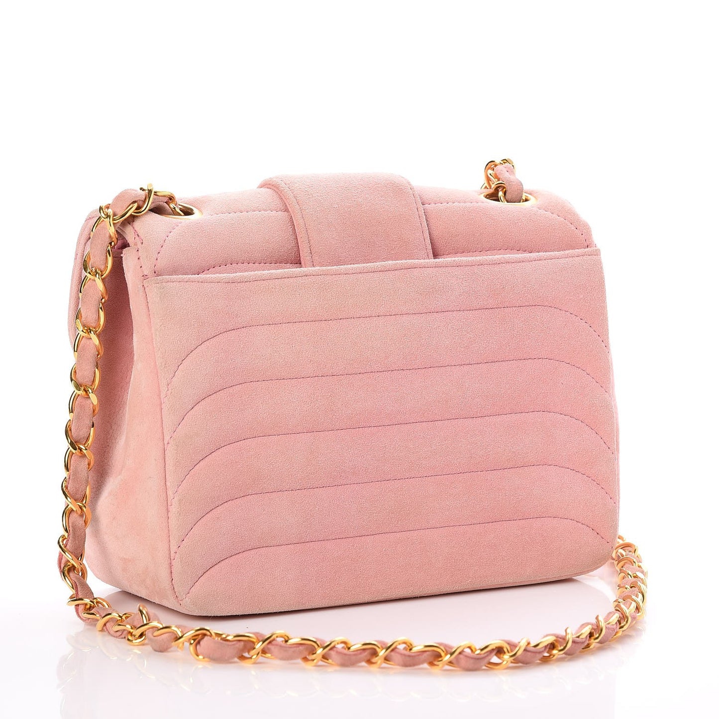 Suede Horizontal Quilted Mini Flap Pink