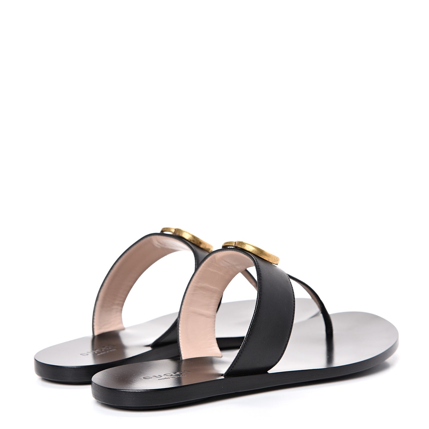 Calfskin GG Marmont Thong Sandals 36 Black