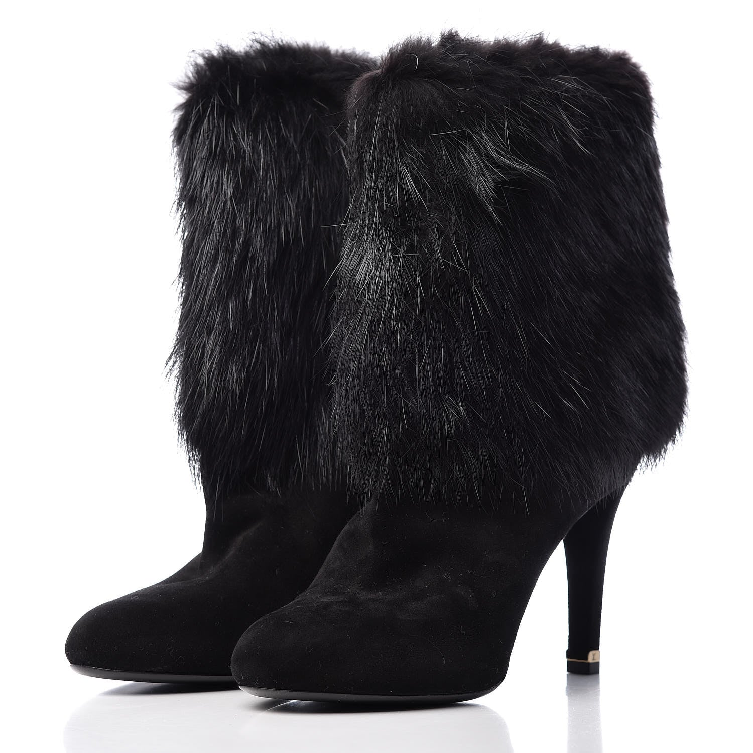 Louis Vuitton Suede Beaver Fur Glam Ankle Boots 39 Black 3 of 8