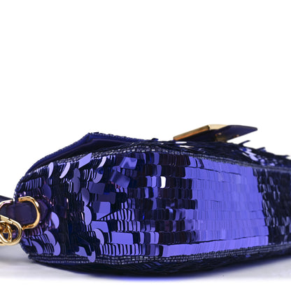 Fendi Sequin Paillettes Shiny Nappa Sex and the City Baguette Viola Purple Rain 9 of 10