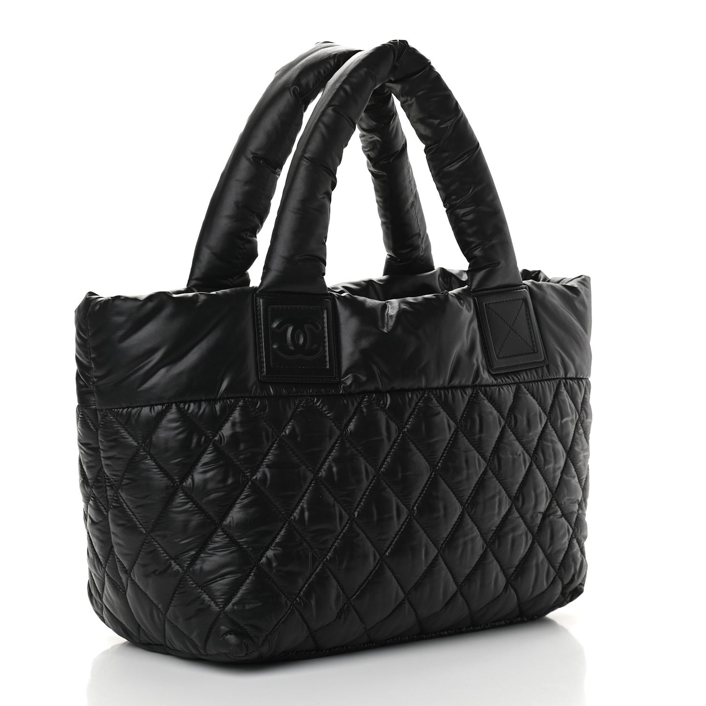 Nylon Quilted Small Coco Cocoon Tote Black