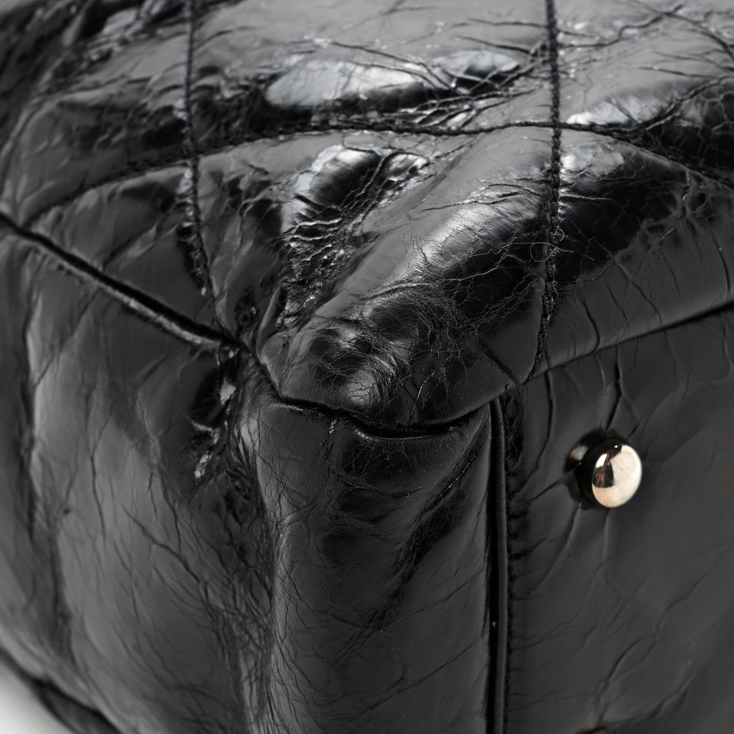 Glazed Calfskin Quilted Tweed Portobello Tote Black Red