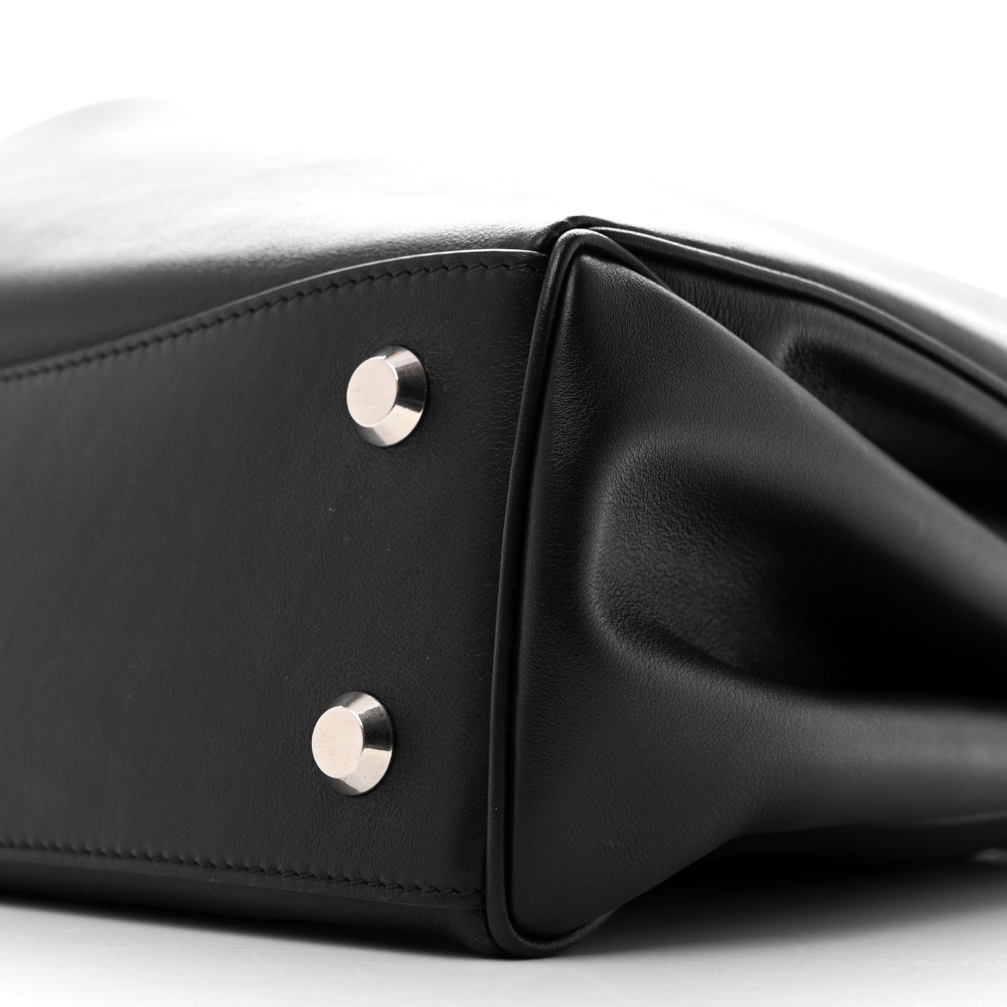 Natural Smooth Calfskin Medium Rodeo Top Handle Handbag Black