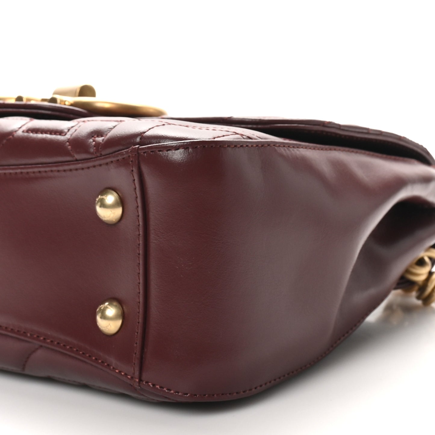 Calfskin Quilted Gancini Small Top Handle Flap Bag Burgundy
