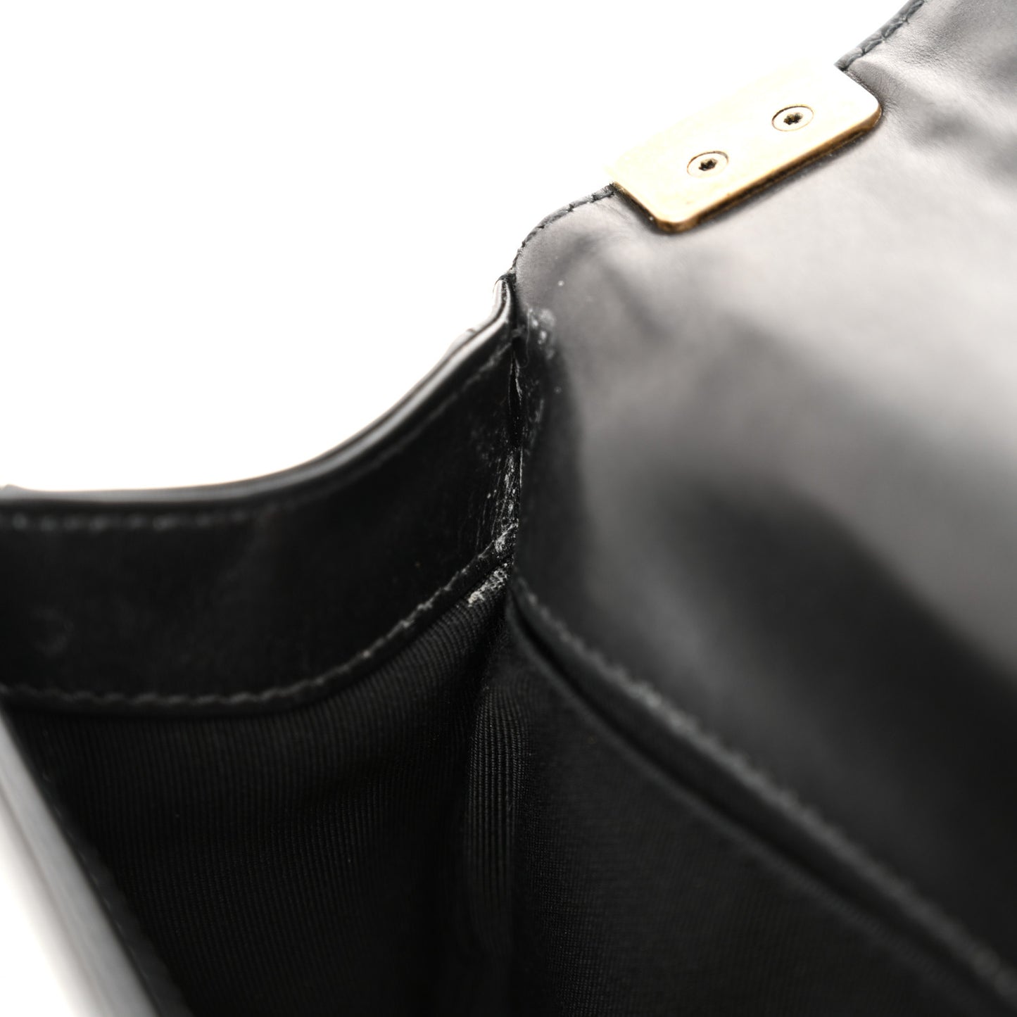 Glazed Calfskin Small Boy Flap Black