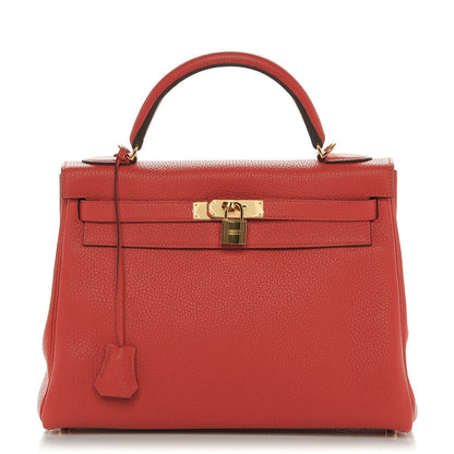 Hermes Taurillon Clemence Kelly Retourne 32 Rouge Tomate 1 of 8