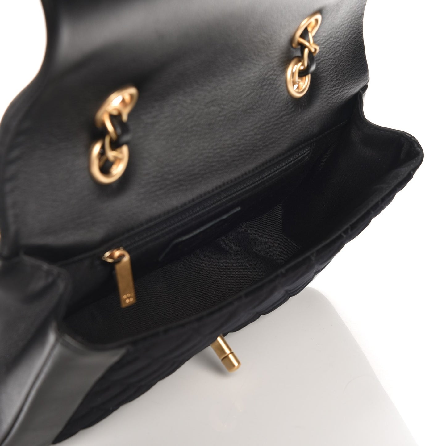 Metallic Lambskin Velvet Quilted Medium Flap Black