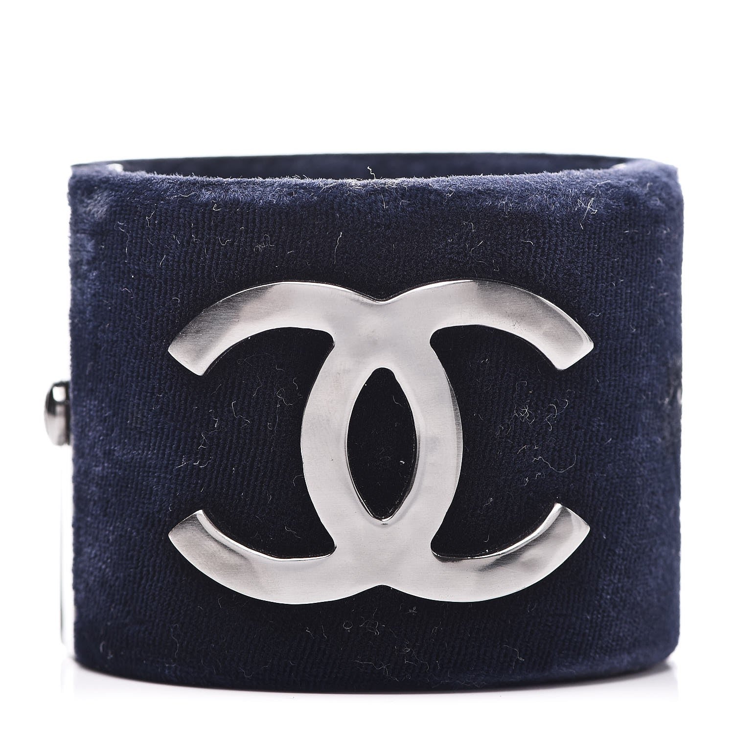 Chanel Velvet CC Cuff Silver Blue 1 of 5