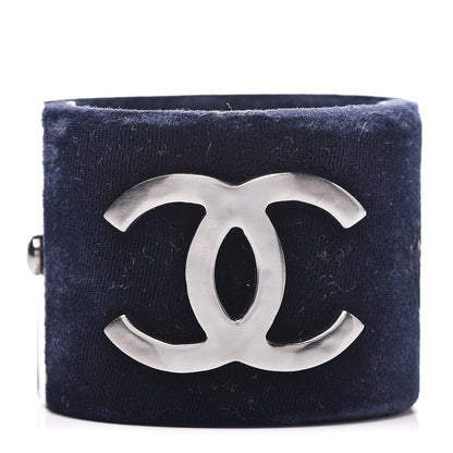 Chanel Velvet CC Cuff Silver Blue 1 of 5