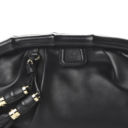 Gucci Calfskin Bamboo Frame Top Tassel Clutch Black 10 of 10