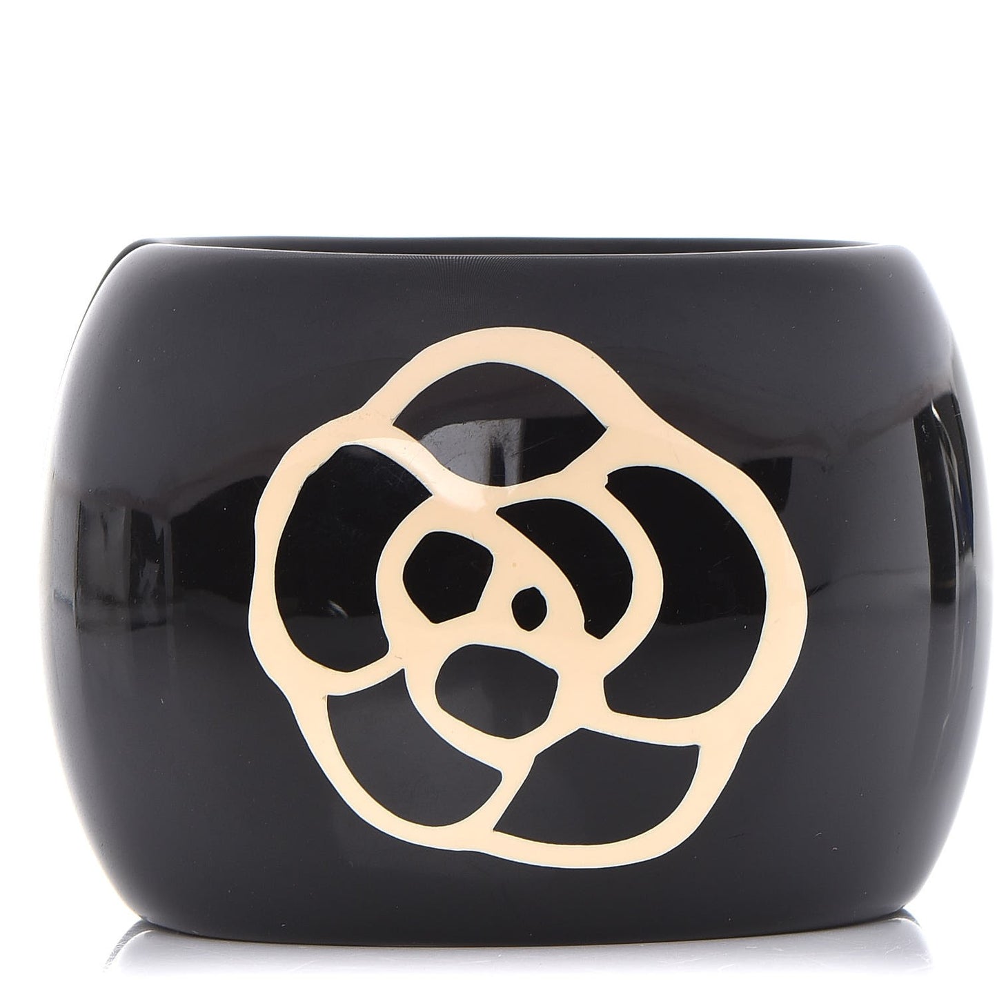 Resin CC Camellia Cuff Bracelet Black