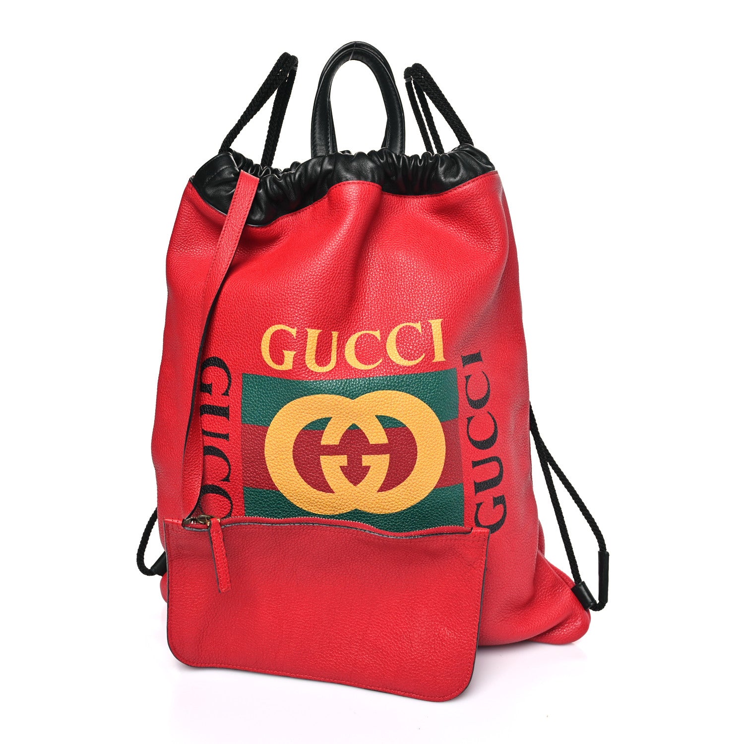 Gucci Calfskin Mens Logo Drawstring Backpack Red 3 of 11