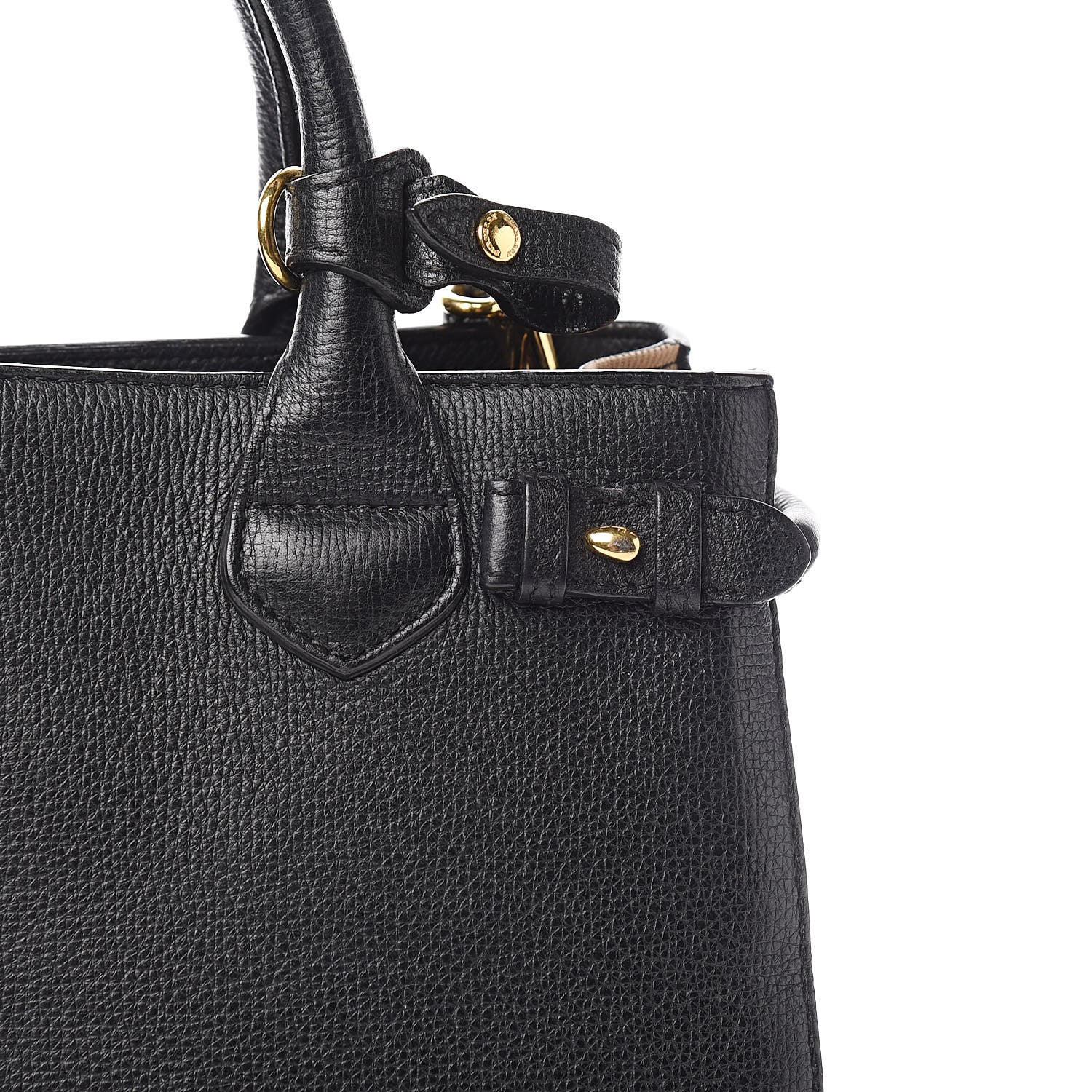 Burberry Grainy Calfskin House Check Small Banner Tote Black 14 of 16