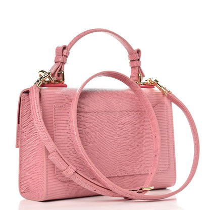 Dolce & Gabbana Iguana Calfskin Embossed Lucia Top Handle Bag Pink 3 of 11