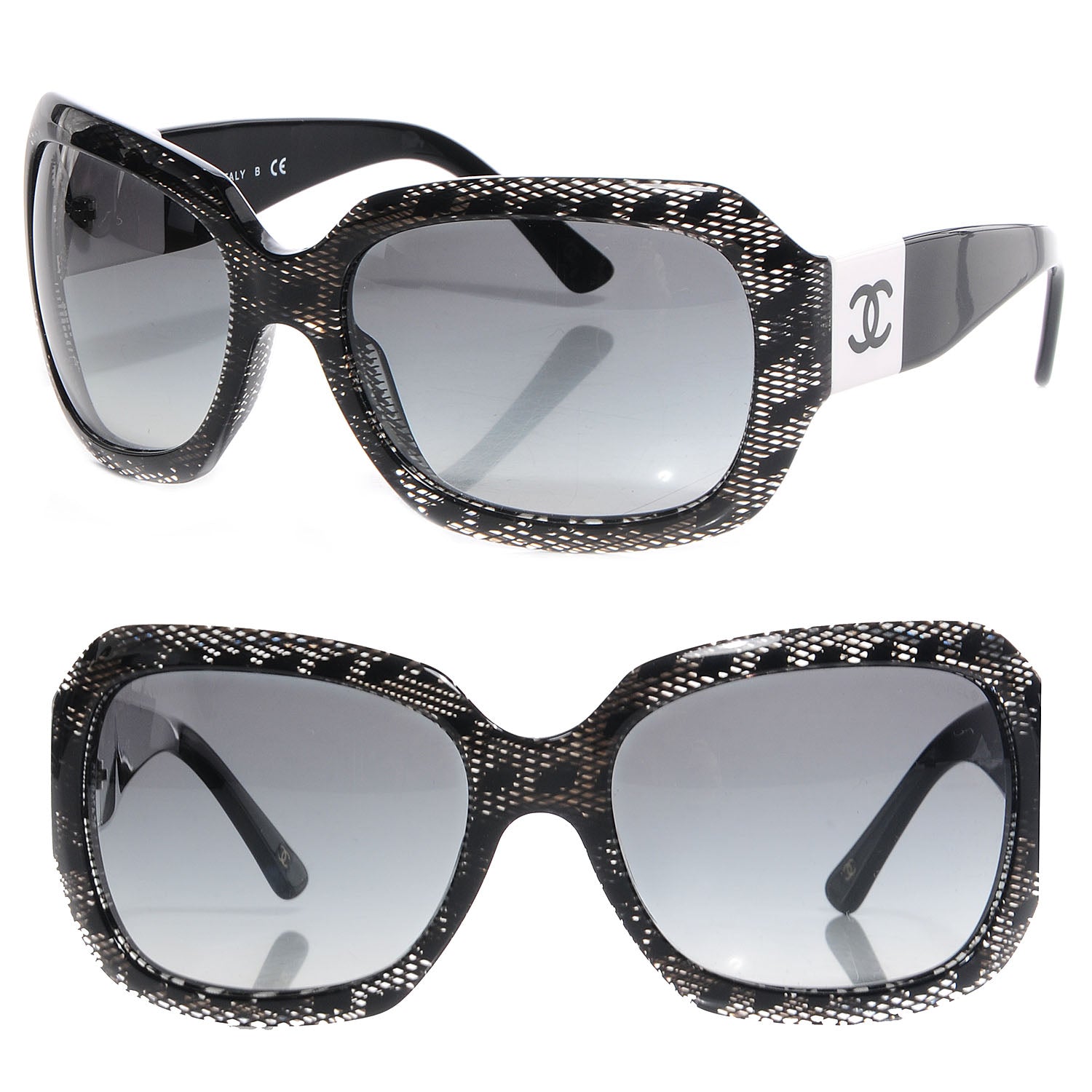 Chanel Acetate CC Lace Effect Sunglasses 5146 Black White 1 of 5