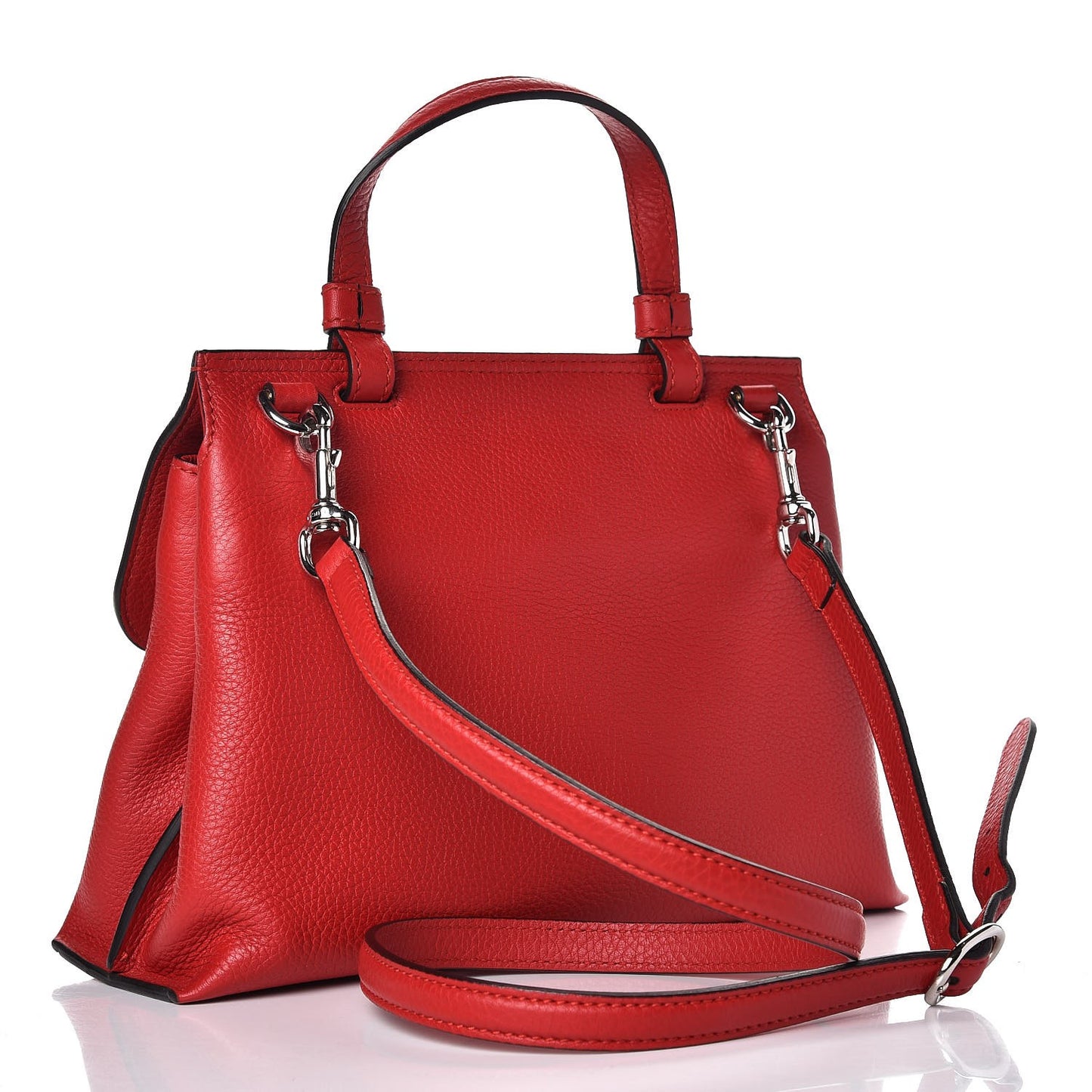 Cellarius Calfskin Small Bamboo Daily Top Handle Bag Hibiscus Red