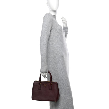Prada Saffiano Lux Small Galleria Double Zip Tote Cherry 2 of 10