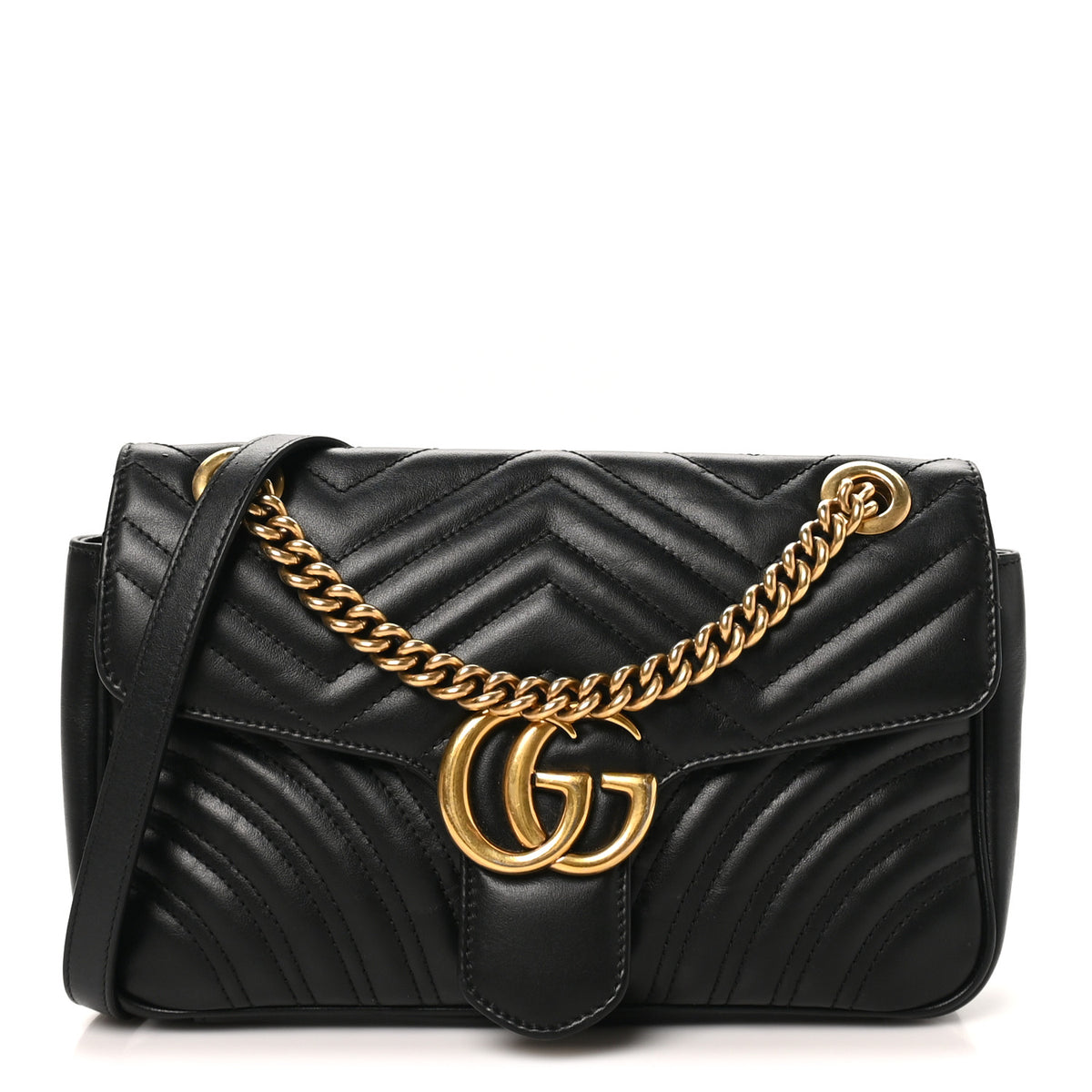 Calfskin Matelasse Small GG Marmont Shoulder Bag Black