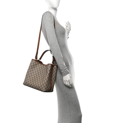 Gucci GG Supreme Monogram Emblem Small Shoulder Bag Beige Ebony Sundial 2 of 9