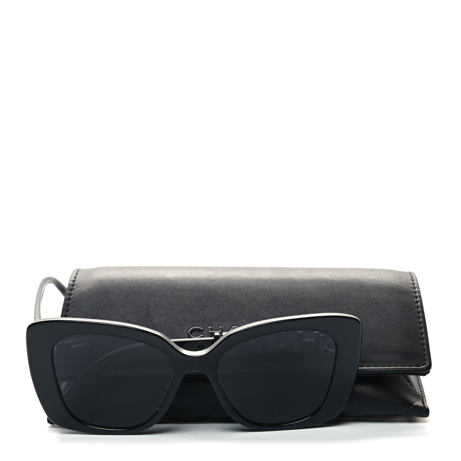 Chanel Acetate Strass Polarized Square Sunglasses 5422-B Black 8 of 8