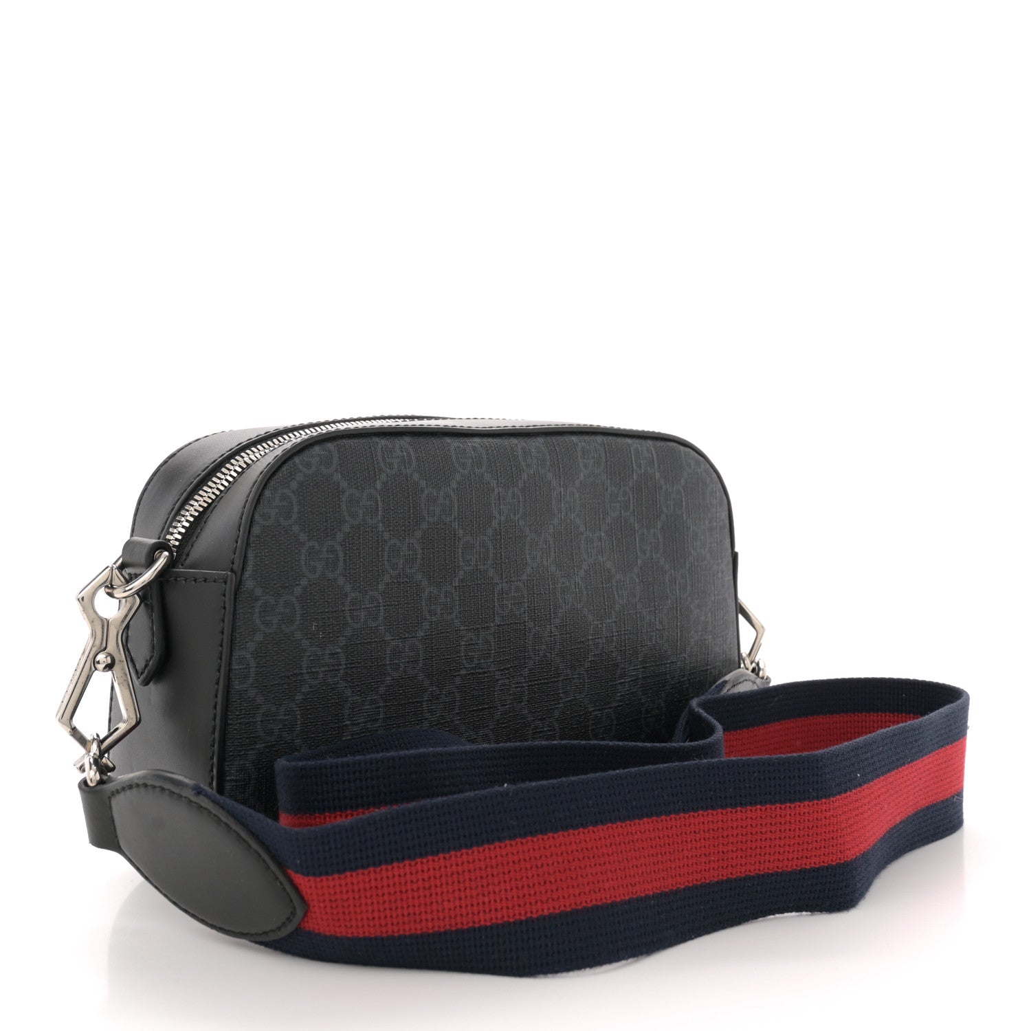 Gucci GG Supreme Monogram Web Shoulder Bag Black Grey 3 of 12