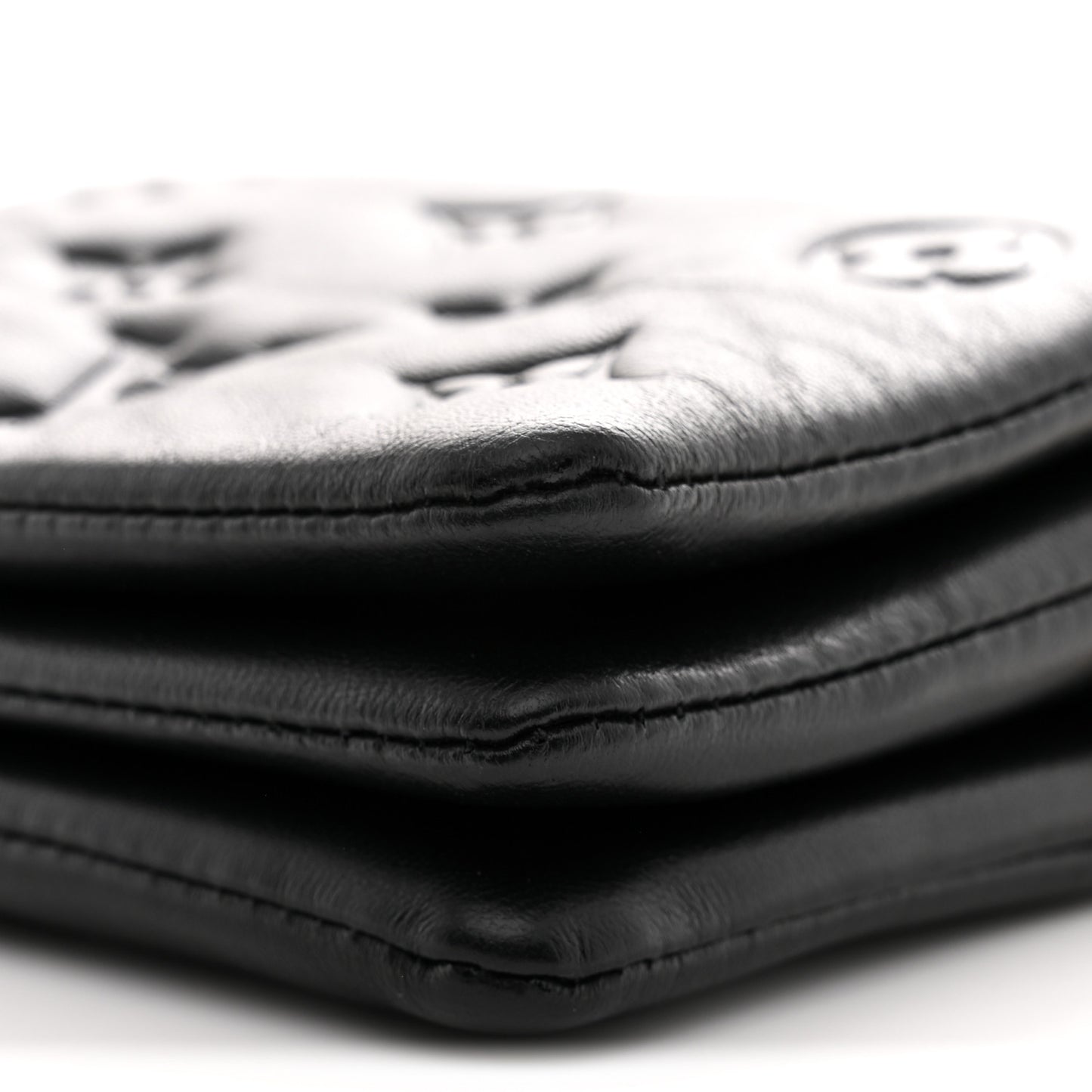 Lambskin Embossed Monogram Coussin Belt Bag Black