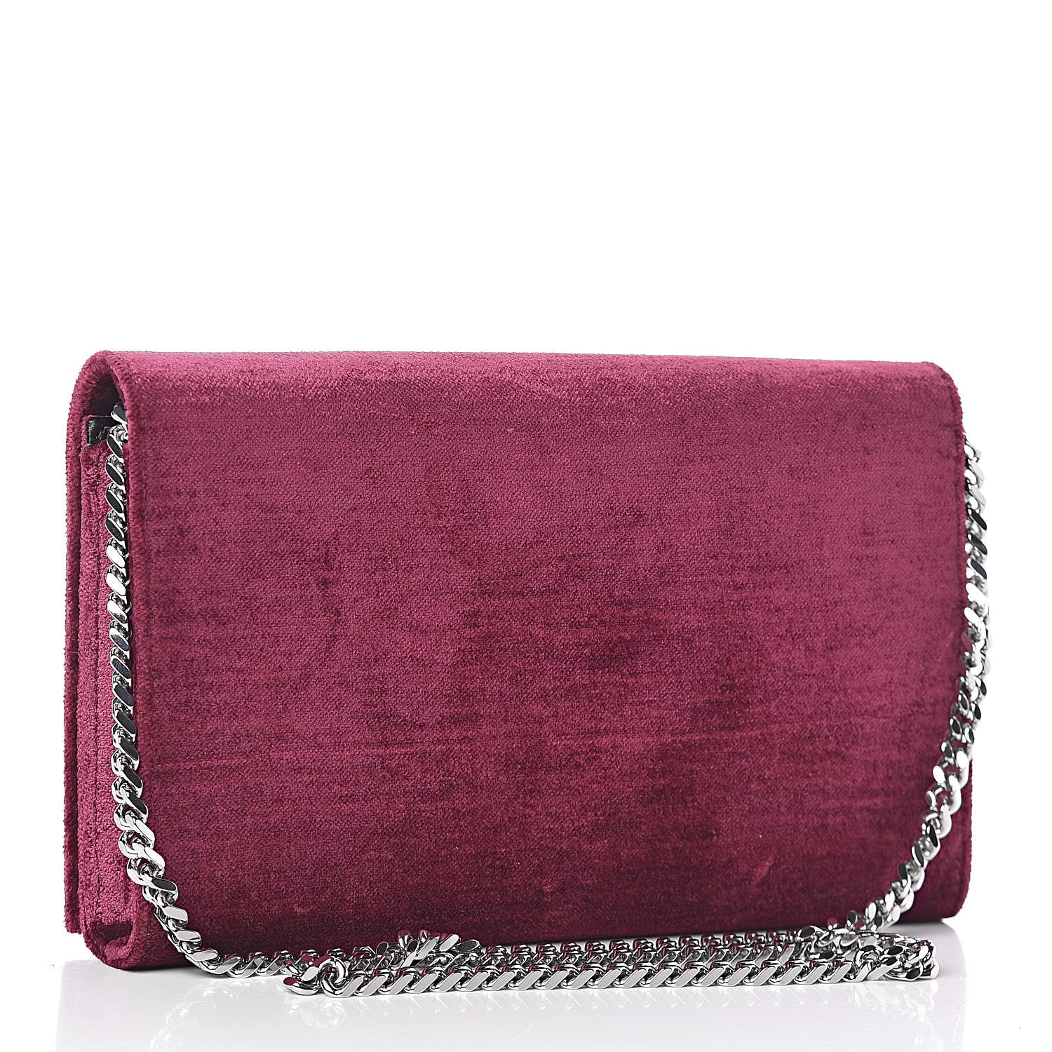 Saint Laurent Textured Velour Monogram Chain Wallet Rose Wine 3 of 11