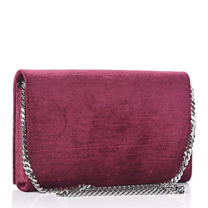 Saint Laurent Textured Velour Monogram Chain Wallet Rose Wine 3 of 11