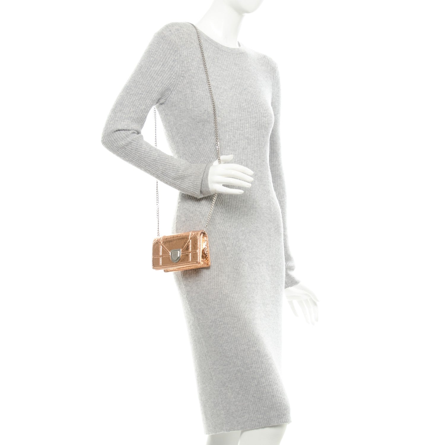 Christian Dior Ceramic Effect Deerskin Baby Diorama Flap Bag Gold 2 of 8