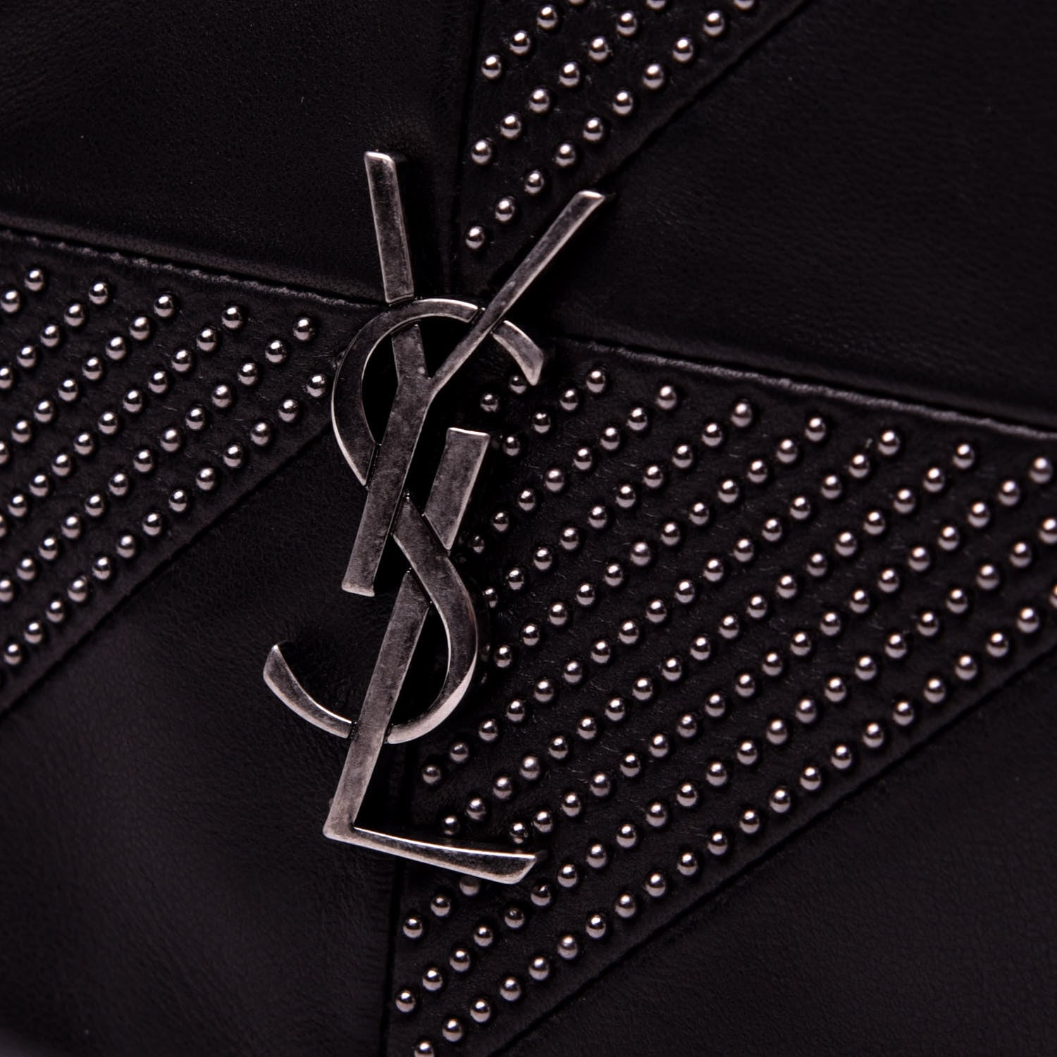 Saint Laurent Lambskin Patchwork Micro Stud Monogram Medium Jamie Baguette Black 11 of 11