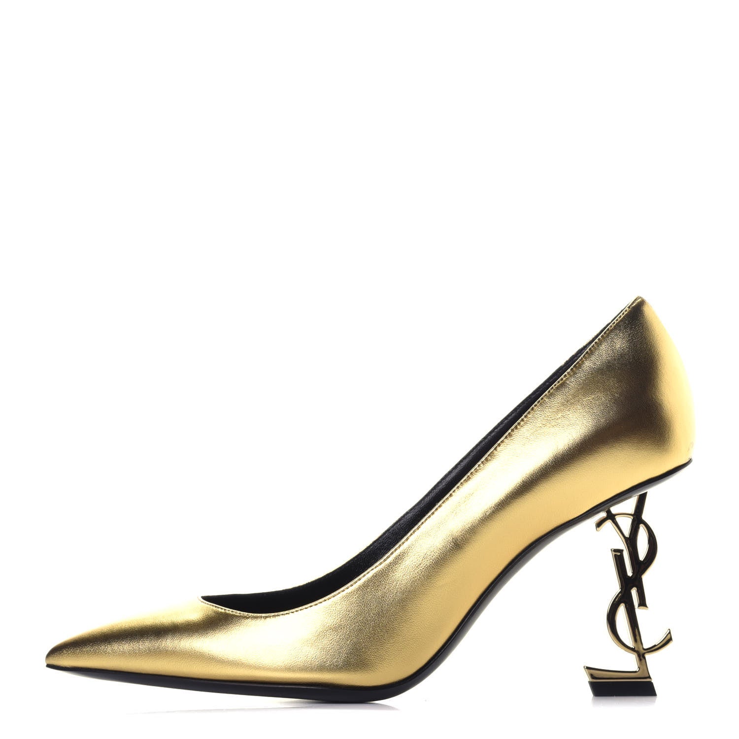 Saint Laurent Calfskin Opyum 85 Pumps 38 Gold 1 of 9