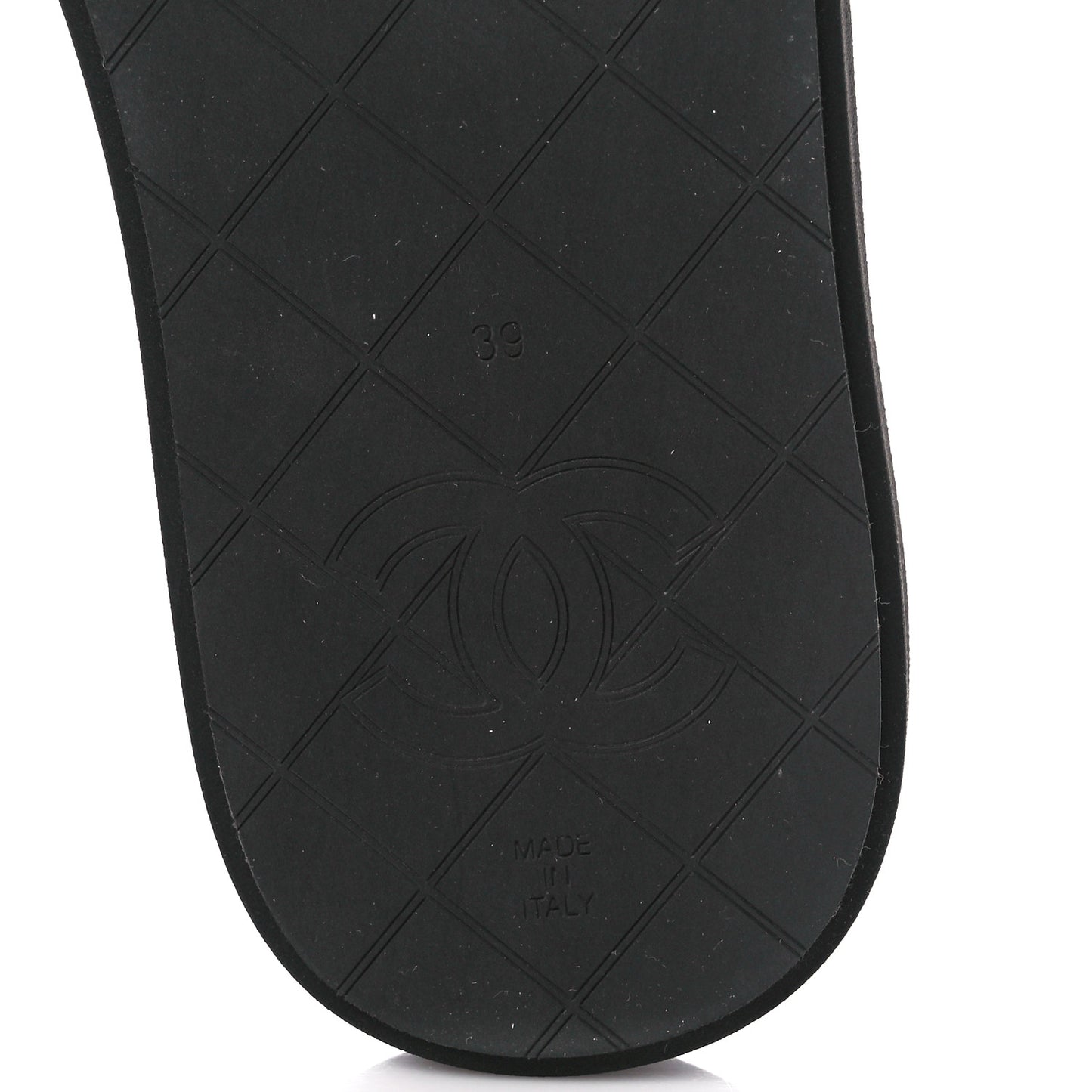 Lambskin Quilted Padded Charms Thong Sandals 39 Black
