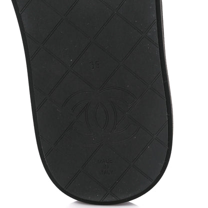 Chanel Lambskin Quilted Padded Charms Thong Sandals 39 Black 6 of 7
