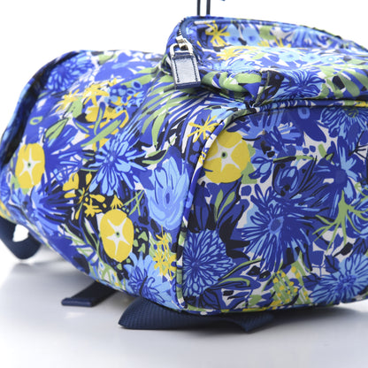 Prada Nylon Saffiano Floral Print Single Buckle Backpack Bluette Dis Primule 9 of 11