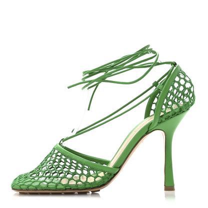 Bottega Veneta Mesh Nappa Stretch Ankle Tie 90mm Sandals 38.5 Grass 1 of 8