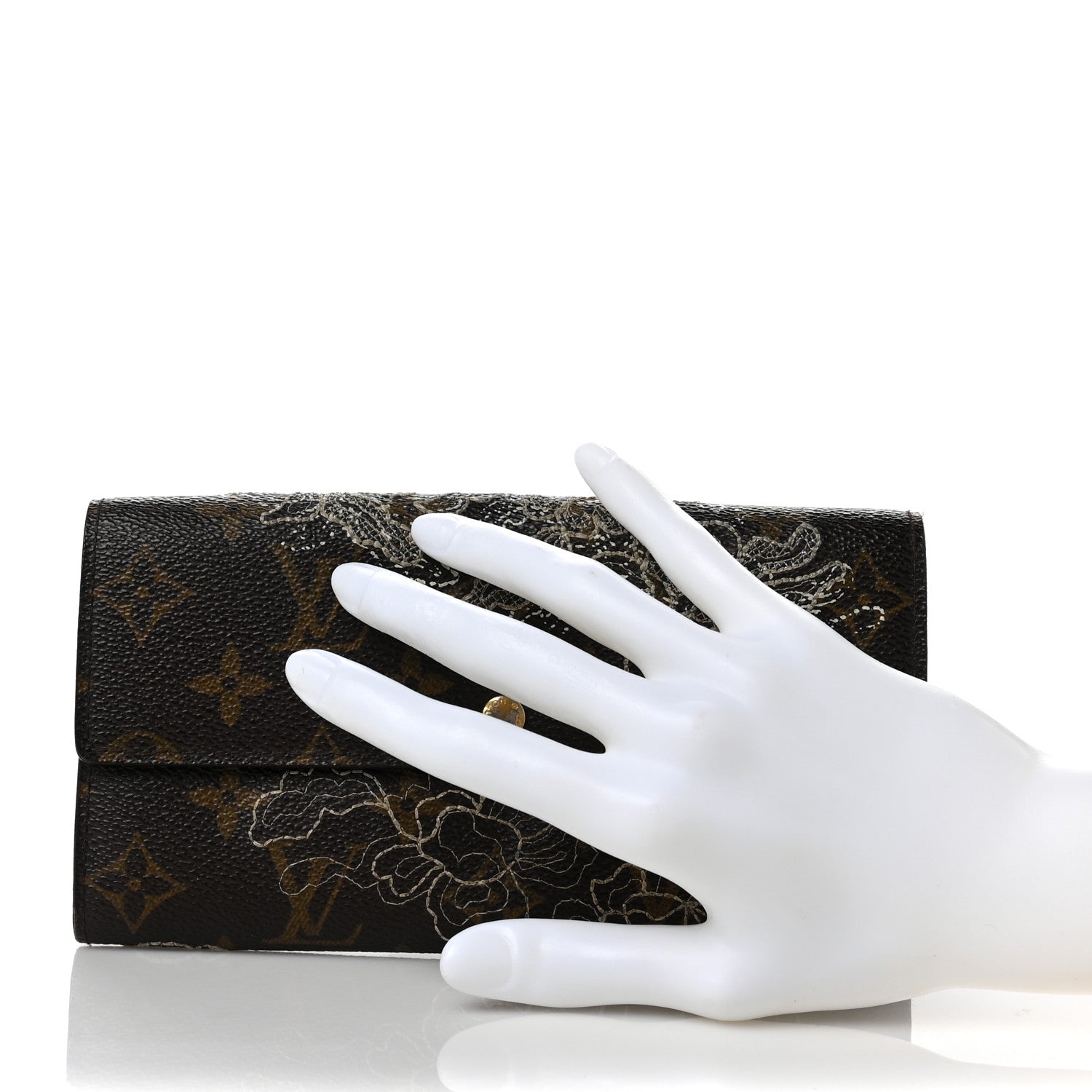 Louis Vuitton Monogram Dentelle Sarah Wallet Silver 2 of 10