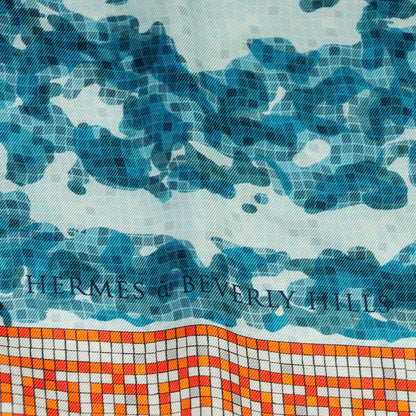 Hermes Silk A Beverly Hills Scarf 90 Bleu 4 of 4