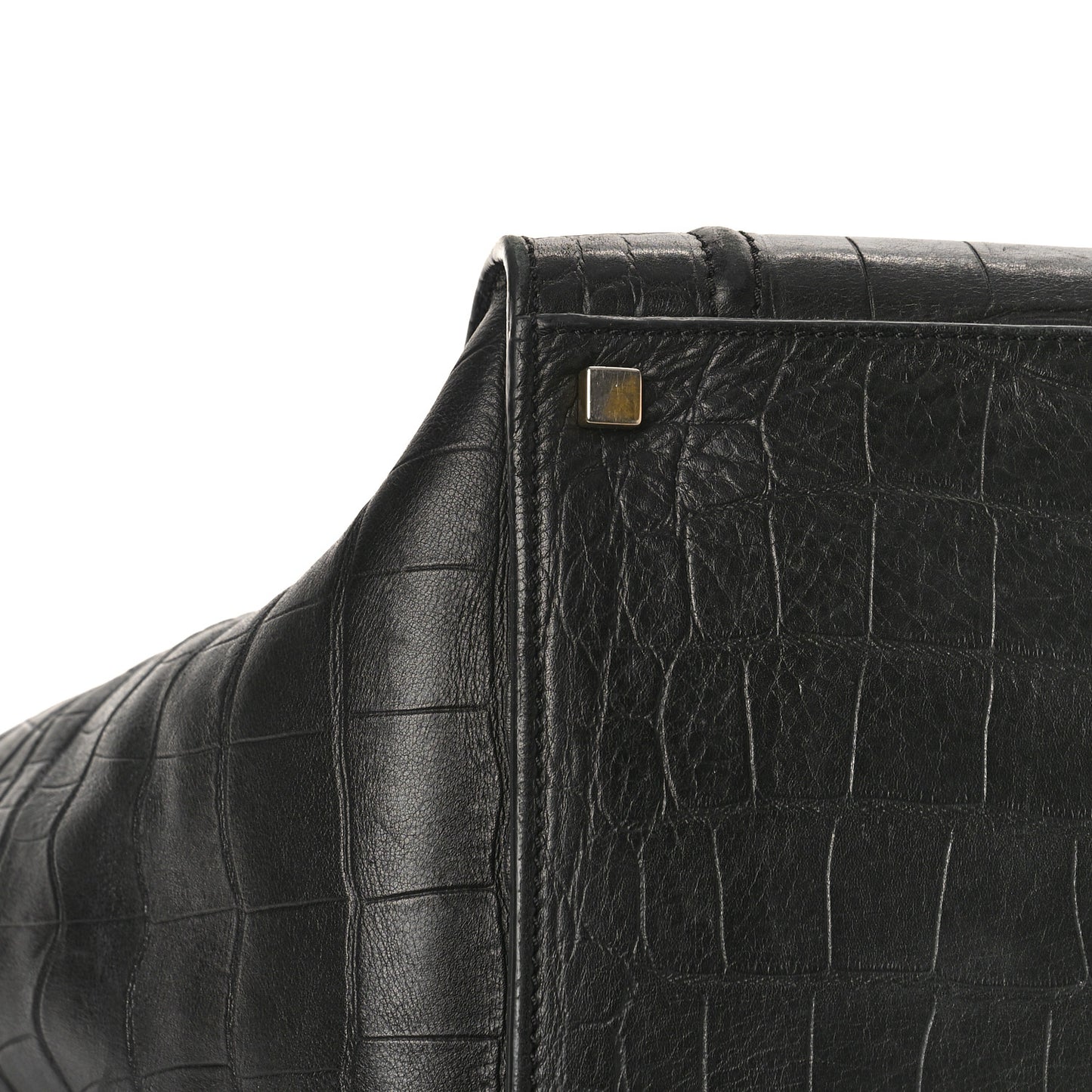Crocodile Embossed Calfskin Medium Phantom Luggage Black