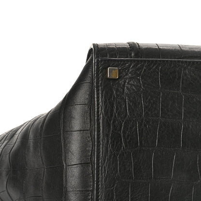 Celine Crocodile Embossed Calfskin Medium Phantom Luggage Black 6 of 9