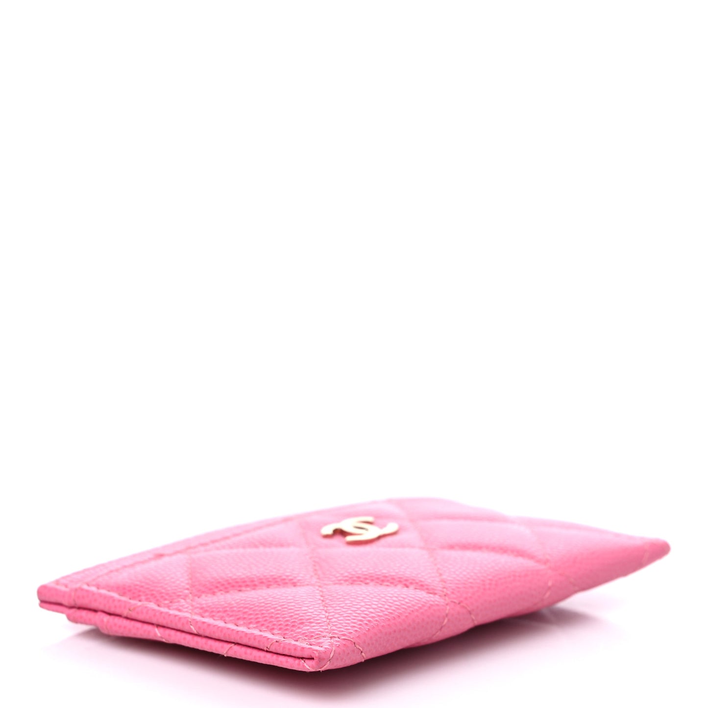 Caviar Quilted Card Holder Fuchsia