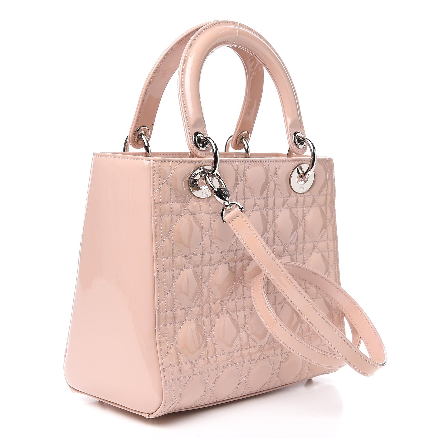 Patent Cannage Medium Lady Dior Rose Clair
