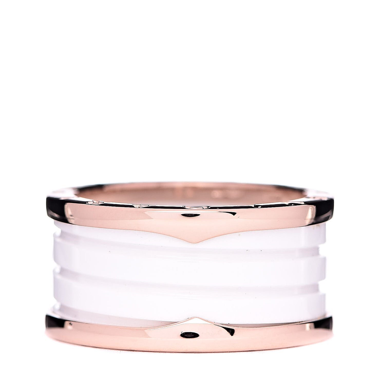 18K Rose Gold White Ceramic B.Zero1 Four-Band Ring 62 10