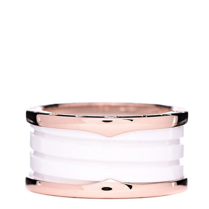 Bulgari 18K Rose Gold White Ceramic B.Zero1 Four-Band Ring 62 10 3 of 6