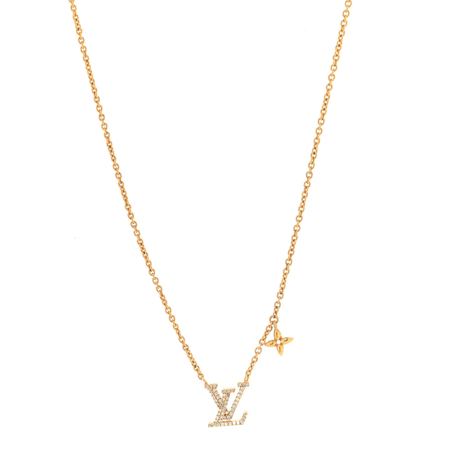Louis Vuitton Metal Crystal LV Iconic Necklace Gold 1 of 7