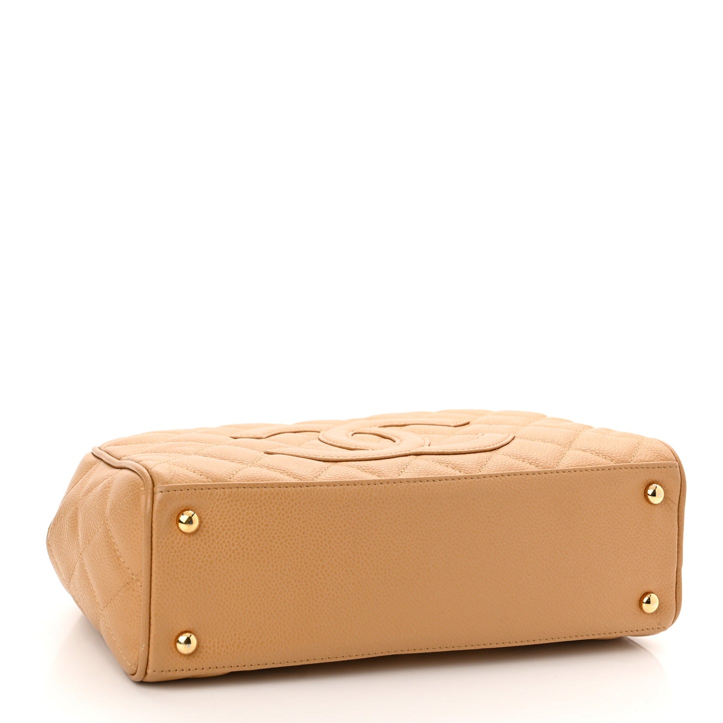 Caviar Quilted Small Bowler Beige