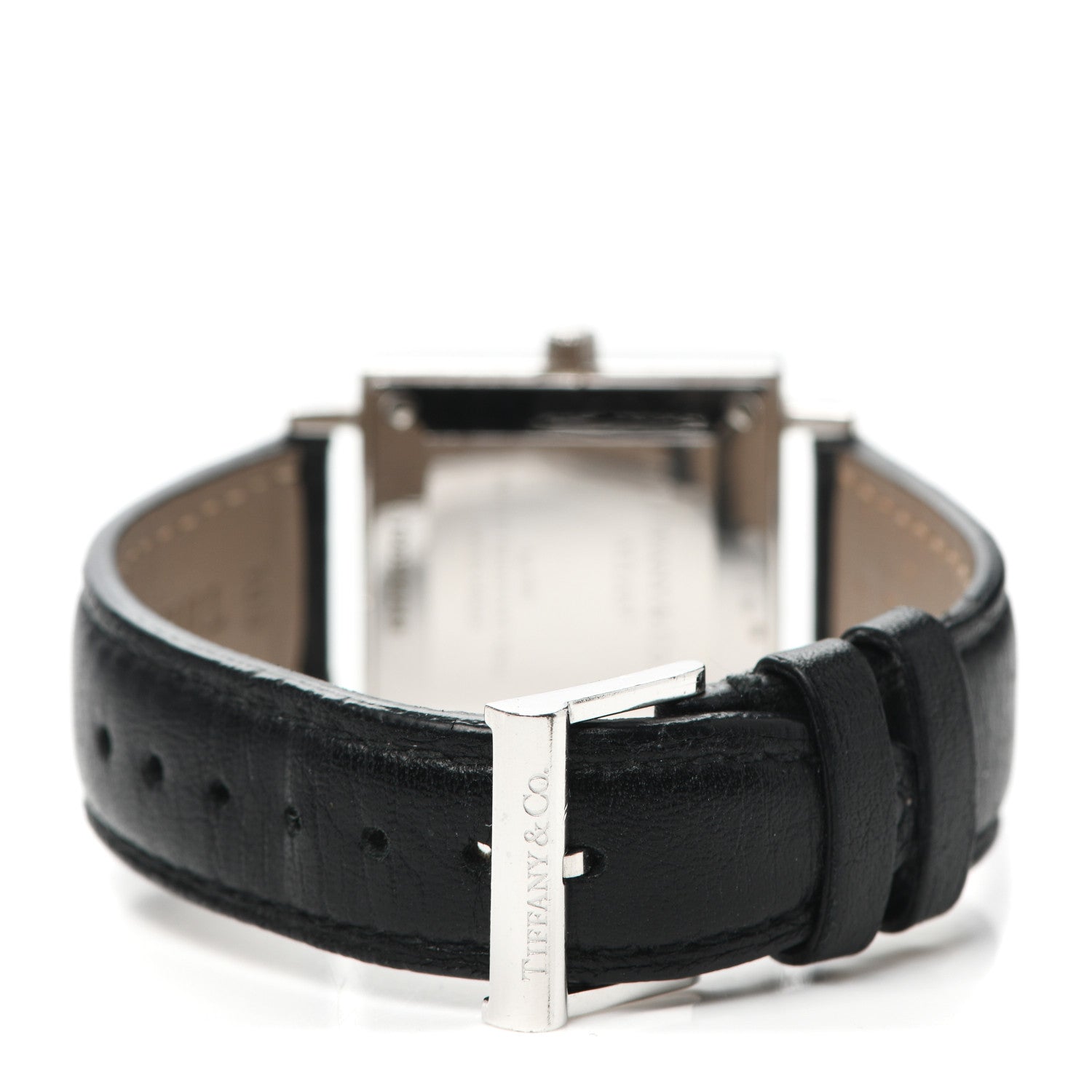 Tiffany Sterling Silver Calfskin 27mm Atlas Square Quartz Watch 3 of 4