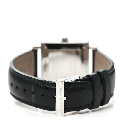 Tiffany Sterling Silver Calfskin 27mm Atlas Square Quartz Watch 3 of 4