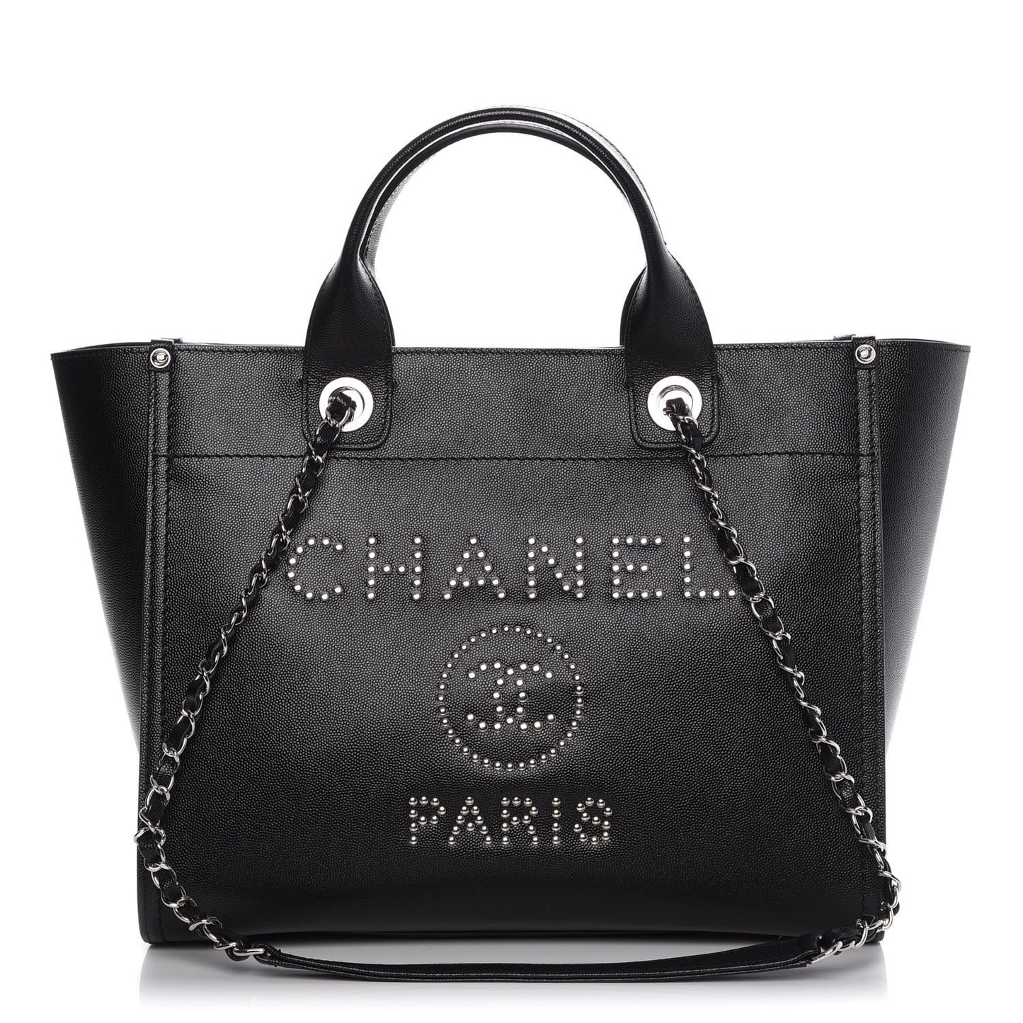 Caviar Small Studded Deauville Tote Black