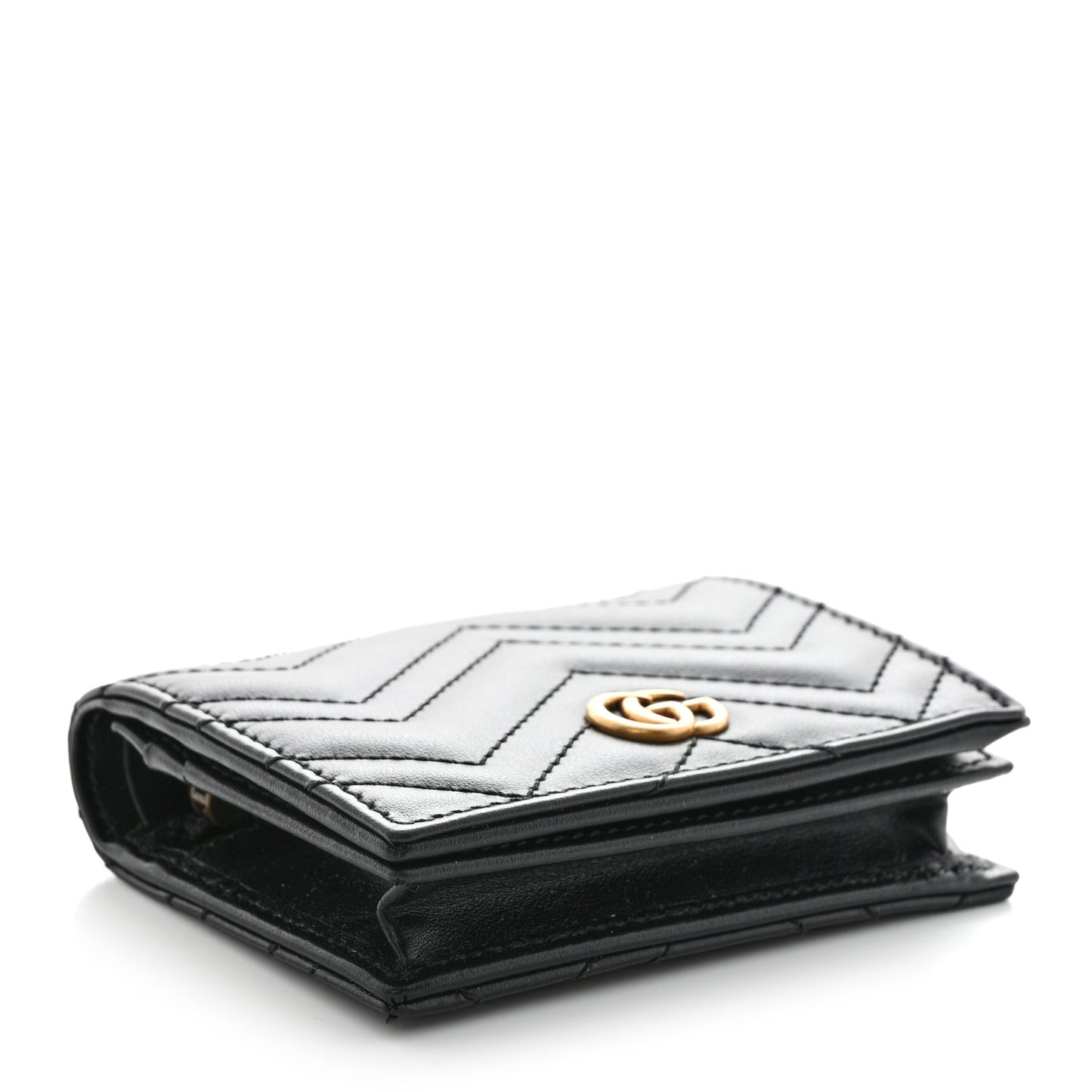 Calfskin Matelasse GG Marmont Card Case Wallet Black