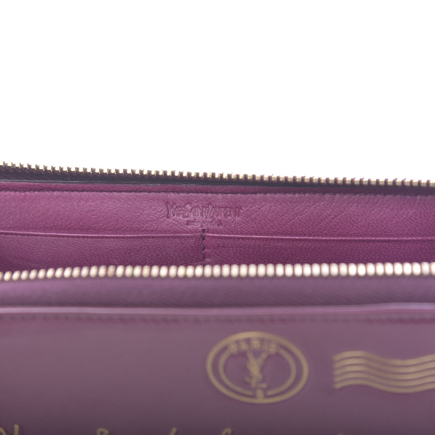 Saint Laurent Patent Y Mail Zip Around Wallet Purple 6 of 8